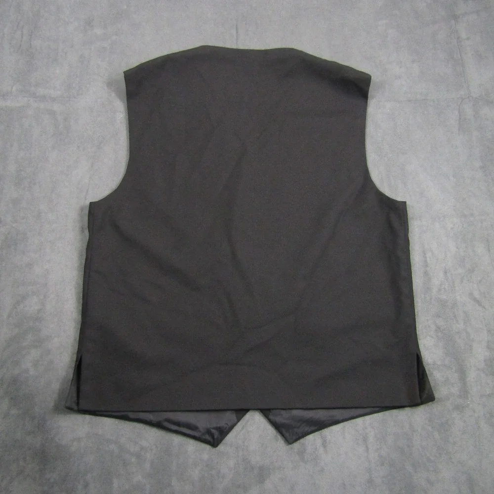 Formal Suit Vest Mens L Black Button Front Waistcoat Uniform Wedding